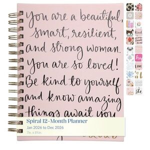 2026 Planners, Eccolo Spiral Agenda Planner, Weekly & Monthly Pages, 12 Months